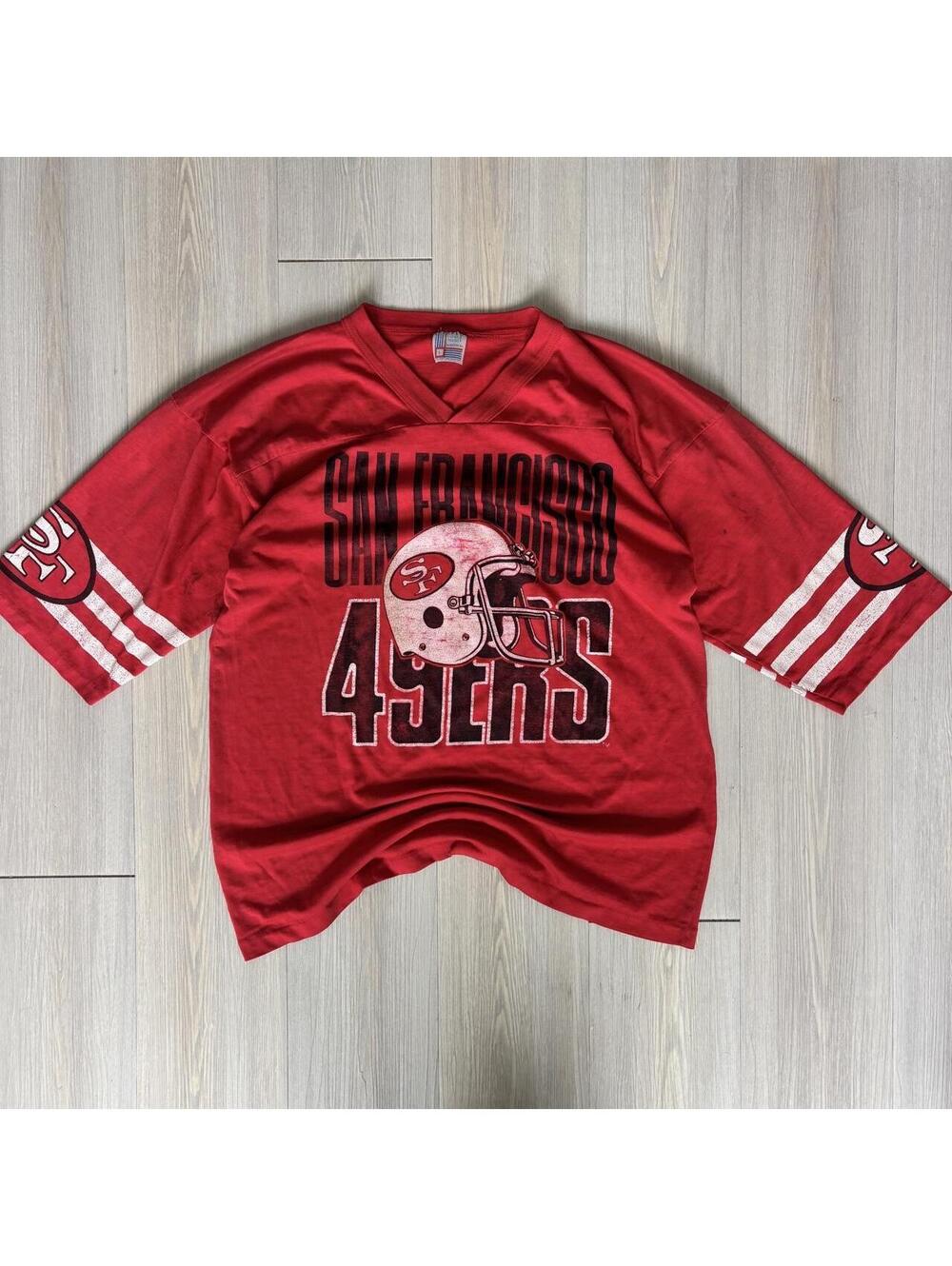 Vintage 1980s San Francisco 49ers NFL Jersey T Shirt Garan Red Large